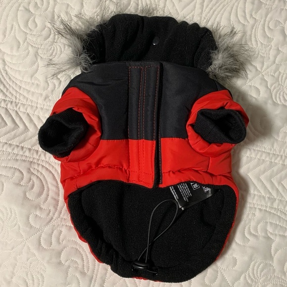 Canada Pooch size 10 dog coat parka red hood fur - Picture 4 of 8